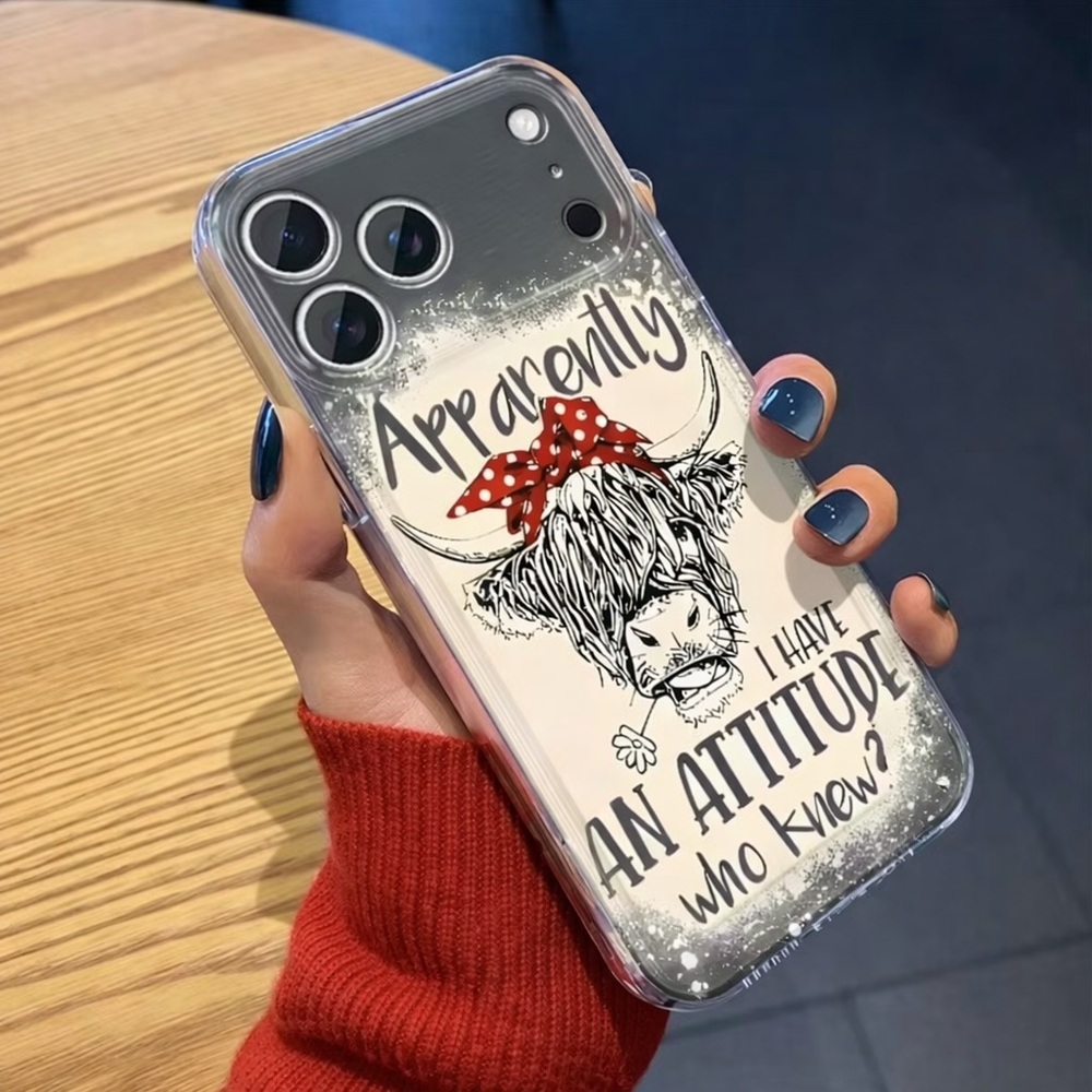 iPhone Case Highland Cow Bow Transparent Shockproof Case